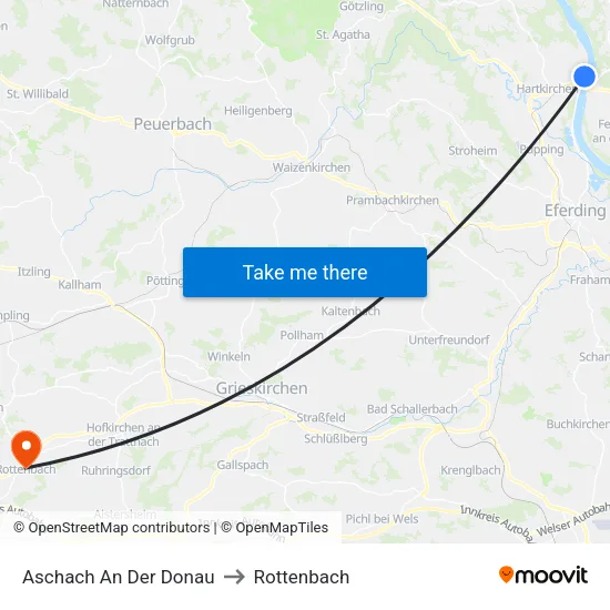 Aschach An Der Donau to Rottenbach map