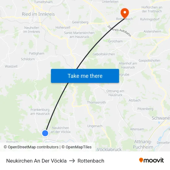 Neukirchen An Der Vöckla to Rottenbach map