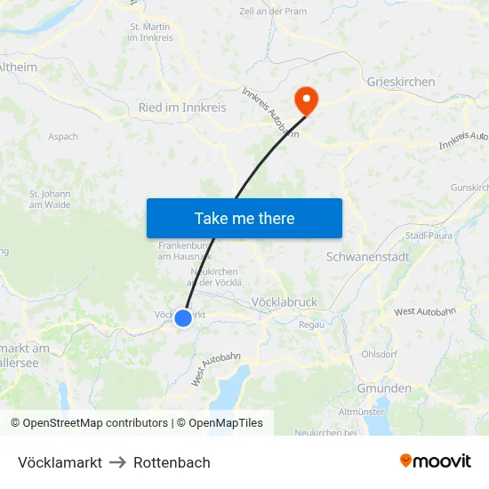 Vöcklamarkt to Rottenbach map