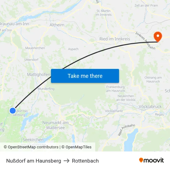 Nußdorf am Haunsberg to Rottenbach map