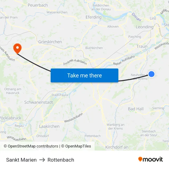 Sankt Marien to Rottenbach map
