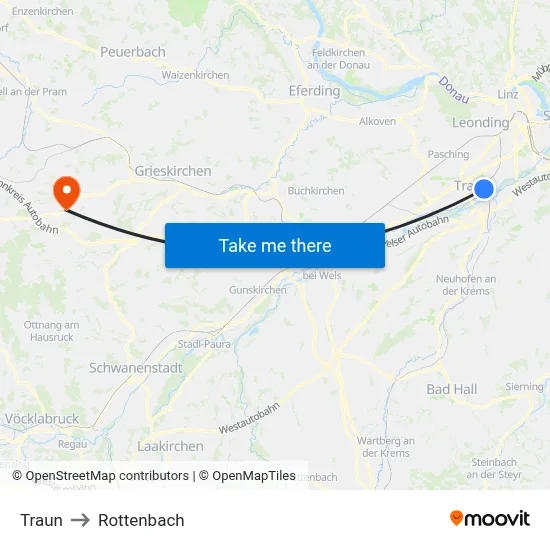 Traun to Rottenbach map