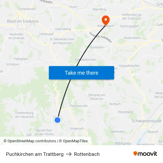 Puchkirchen am Trattberg to Rottenbach map