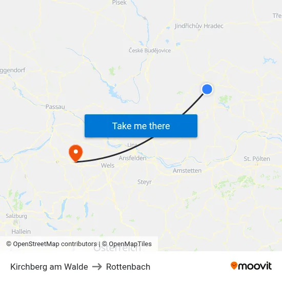 Kirchberg am Walde to Rottenbach map