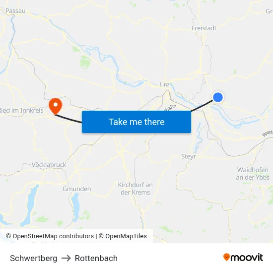 Schwertberg to Rottenbach map