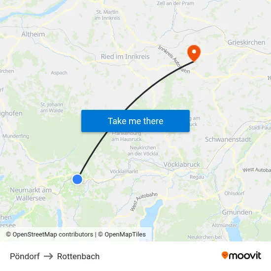 Pöndorf to Rottenbach map
