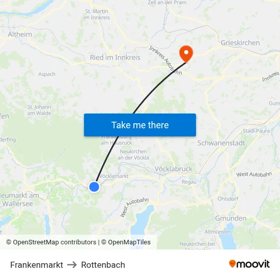 Frankenmarkt to Rottenbach map