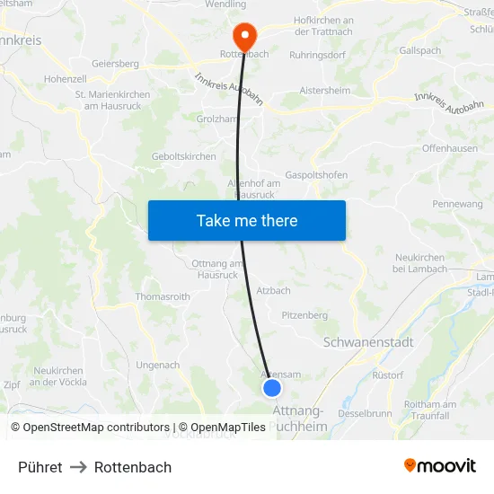 Pühret to Rottenbach map