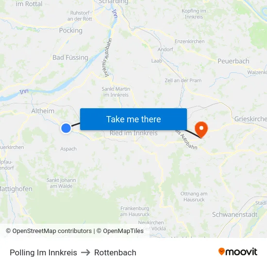 Polling Im Innkreis to Rottenbach map