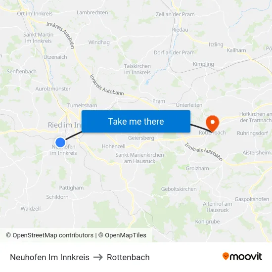 Neuhofen Im Innkreis to Rottenbach map