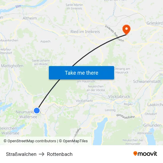 Straßwalchen to Rottenbach map