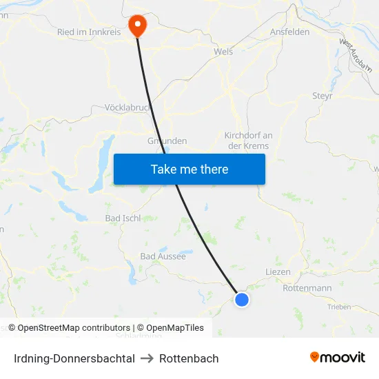 Irdning-Donnersbachtal to Rottenbach map