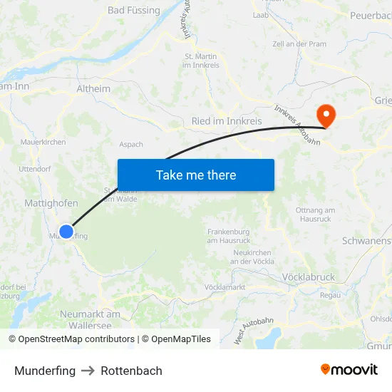 Munderfing to Rottenbach map
