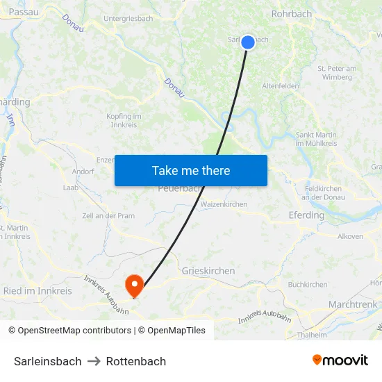 Sarleinsbach to Rottenbach map