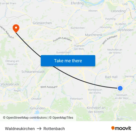 Waldneukirchen to Rottenbach map