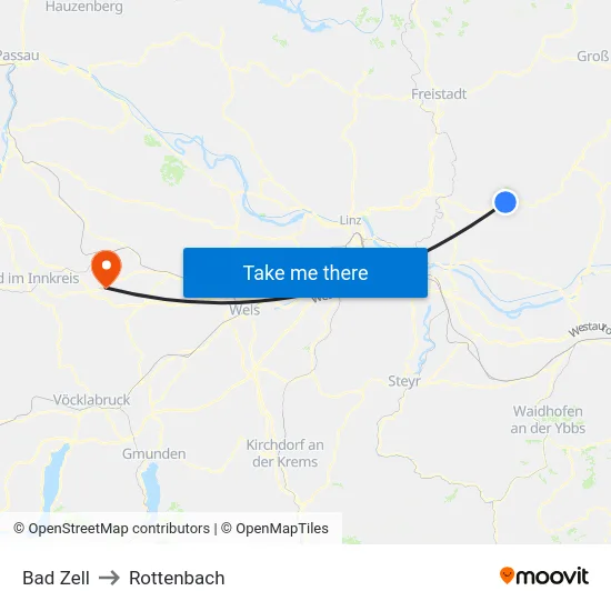 Bad Zell to Rottenbach map