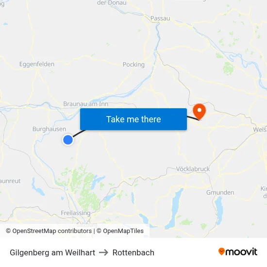 Gilgenberg am Weilhart to Rottenbach map