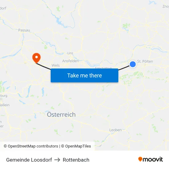 Gemeinde Loosdorf to Rottenbach map