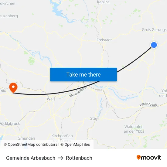 Gemeinde Arbesbach to Rottenbach map