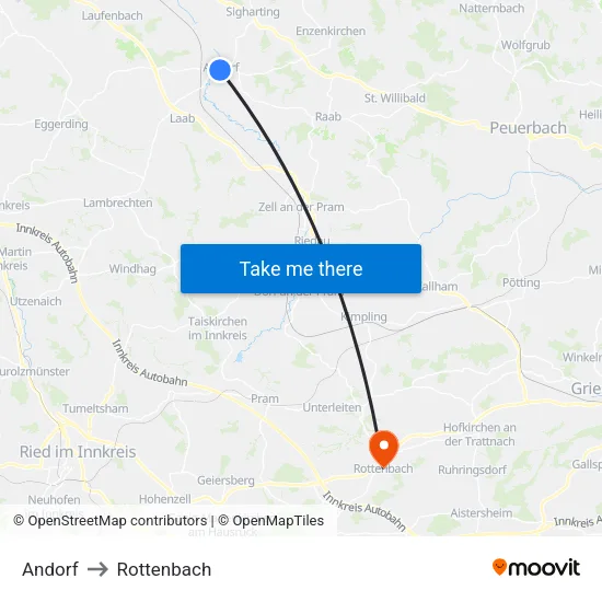 Andorf to Rottenbach map