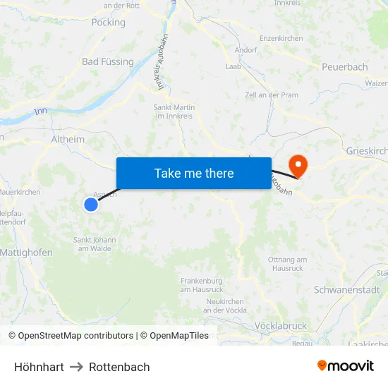 Höhnhart to Rottenbach map