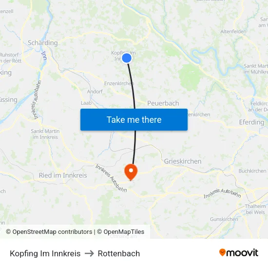 Kopfing Im Innkreis to Rottenbach map