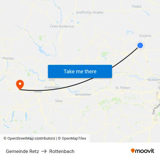 Gemeinde Retz to Rottenbach map