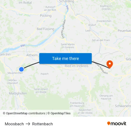 Moosbach to Rottenbach map