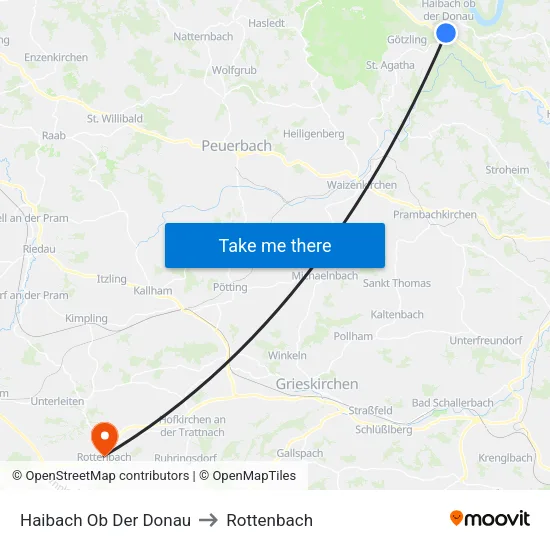 Haibach Ob Der Donau to Rottenbach map
