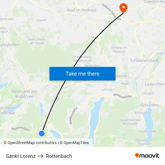 Sankt Lorenz to Rottenbach map