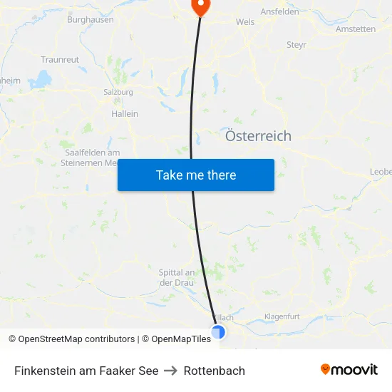 Finkenstein am Faaker See to Rottenbach map