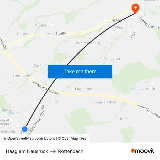 Haag am Hausruck to Rottenbach map