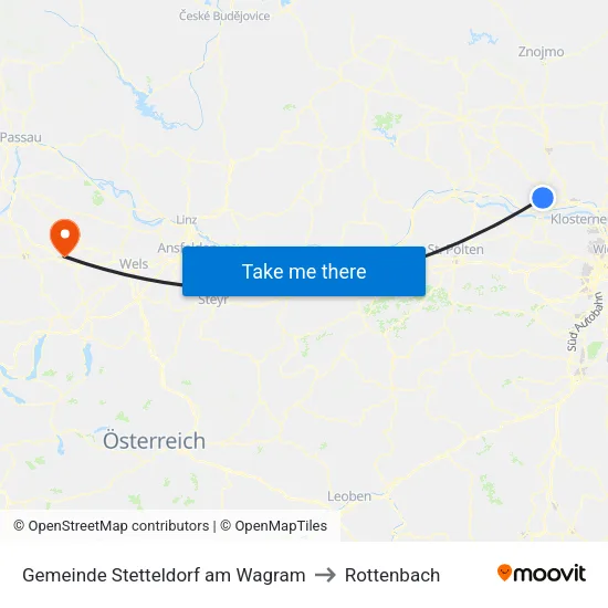 Gemeinde Stetteldorf am Wagram to Rottenbach map