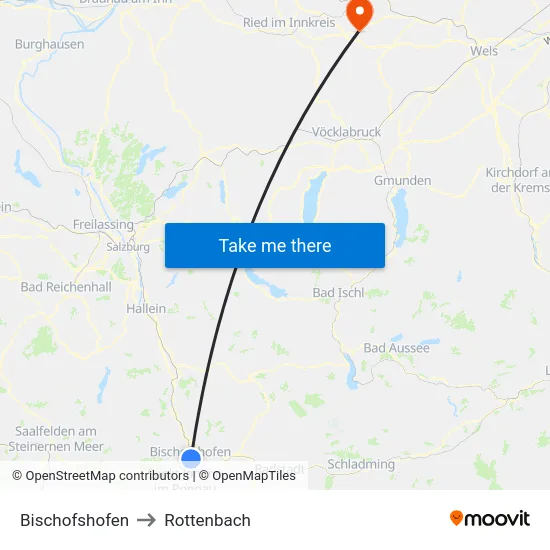 Bischofshofen to Rottenbach map