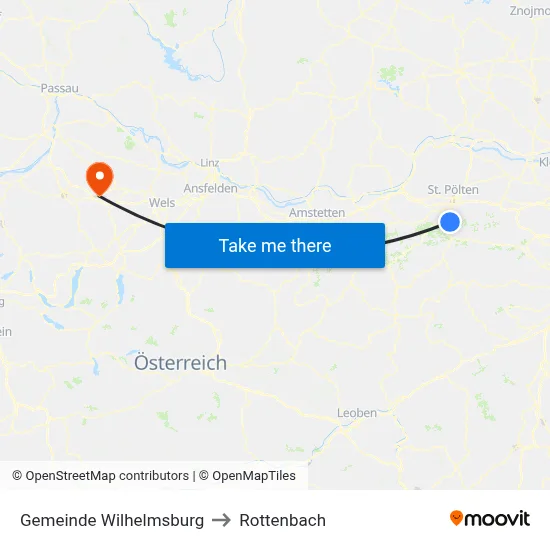 Gemeinde Wilhelmsburg to Rottenbach map