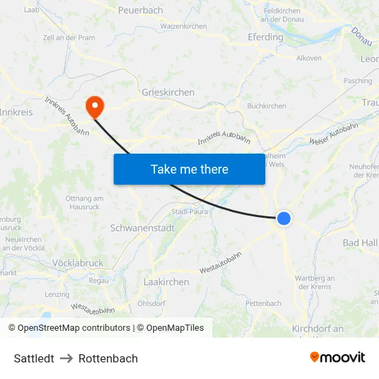 Sattledt to Rottenbach map