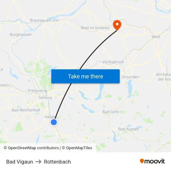 Bad Vigaun to Rottenbach map