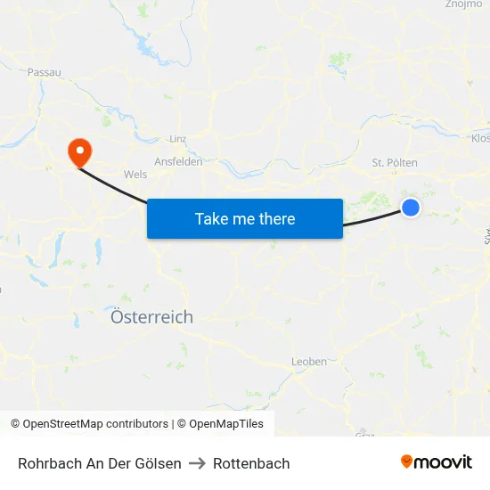 Rohrbach An Der Gölsen to Rottenbach map