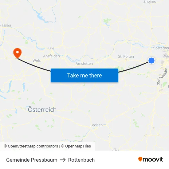 Gemeinde Pressbaum to Rottenbach map