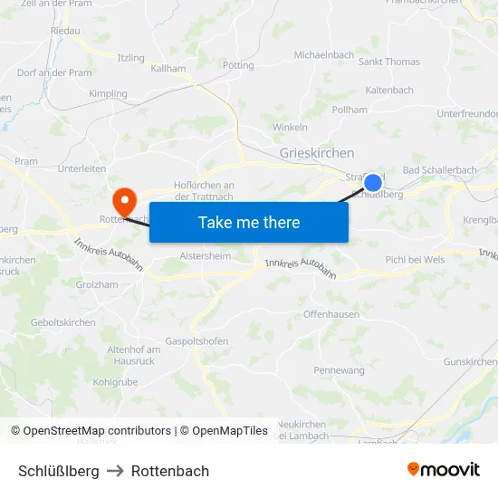 Schlüßlberg to Rottenbach map