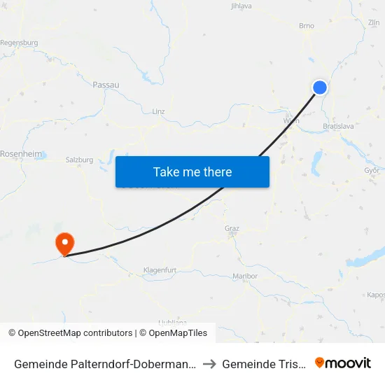 Gemeinde Palterndorf-Dobermannsdorf to Gemeinde Tristach map