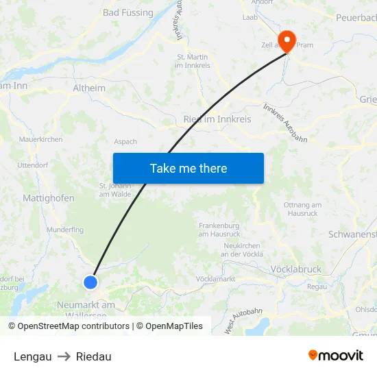 Lengau to Riedau map
