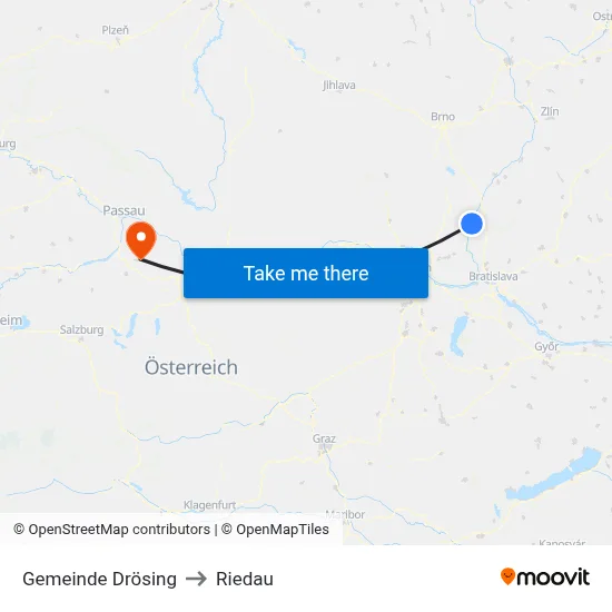 Gemeinde Drösing to Riedau map
