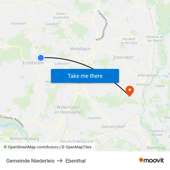 Gemeinde Niederleis to Ebenthal map