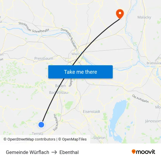 Gemeinde Würflach to Ebenthal map