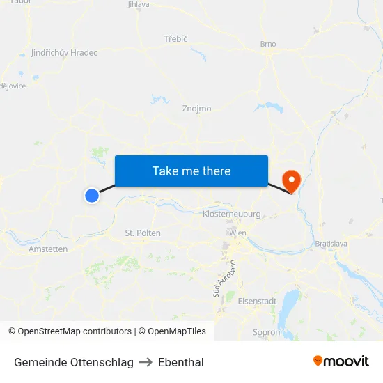 Gemeinde Ottenschlag to Ebenthal map