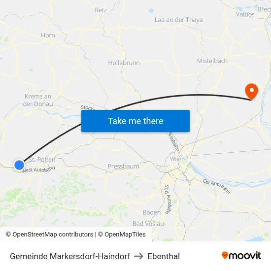 Gemeinde Markersdorf-Haindorf to Ebenthal map