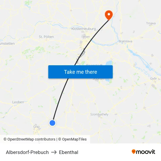 Albersdorf-Prebuch to Ebenthal map
