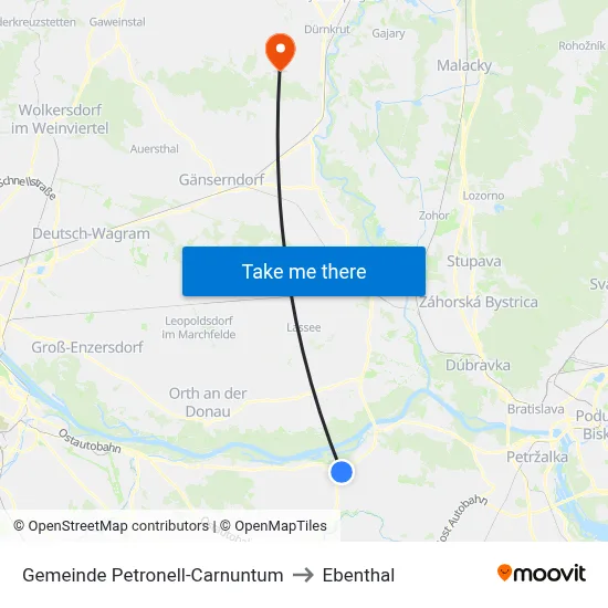 Gemeinde Petronell-Carnuntum to Ebenthal map