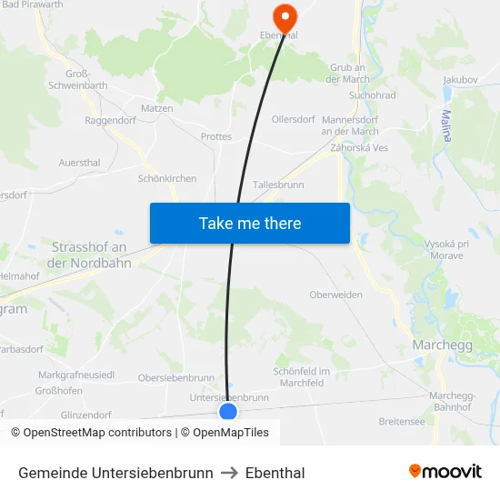 Gemeinde Untersiebenbrunn to Ebenthal map